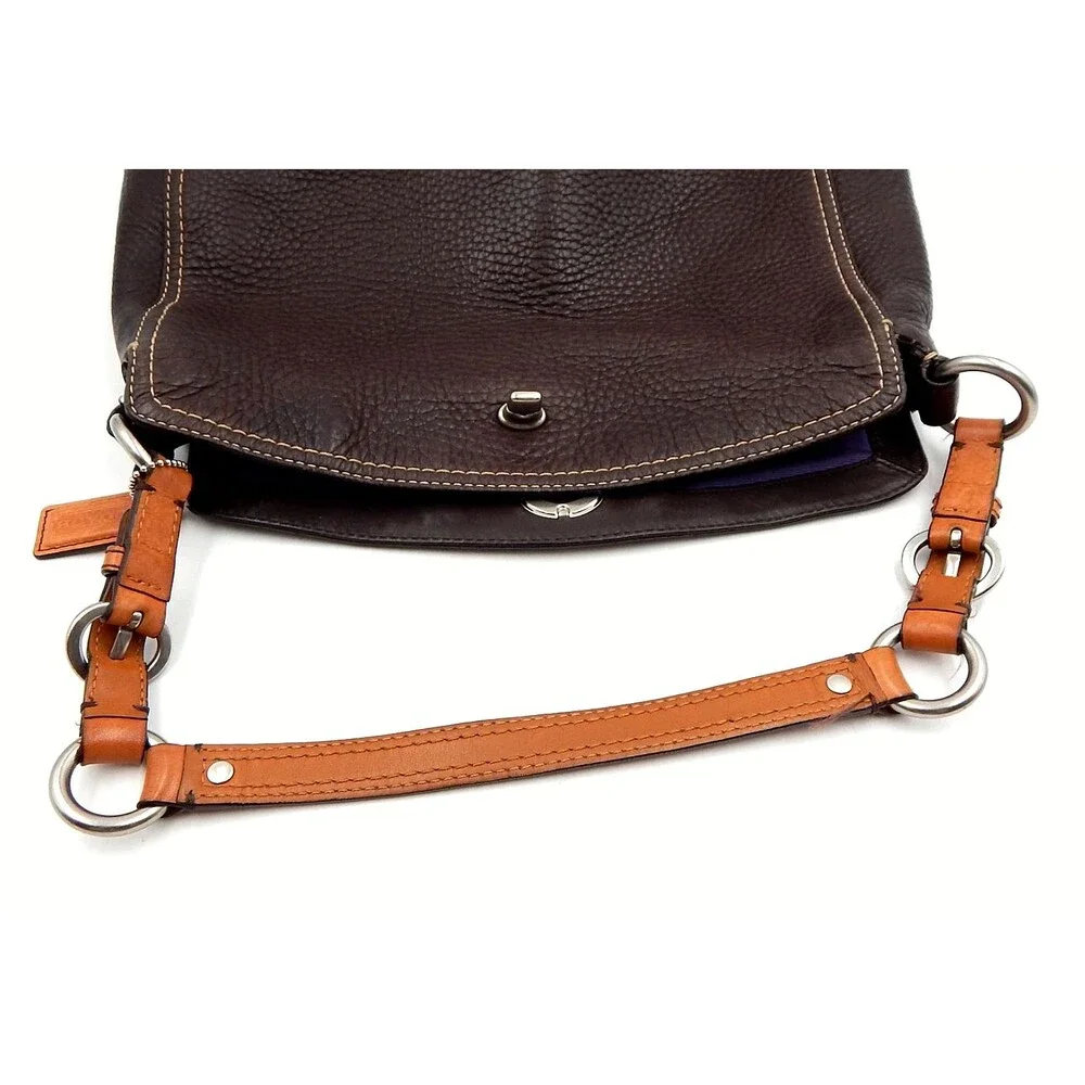 Coach Handbag Chelsea Brown Pebbled Leather Hobo D0872-F12338 Turnkey Lock